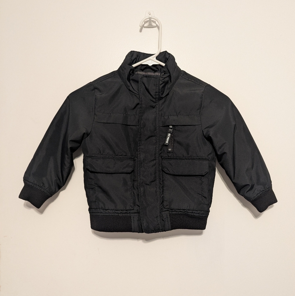 H&M Toddler Boys Jacket Size 2-3Y Black Coat With Pockets Zipper And Buttons
